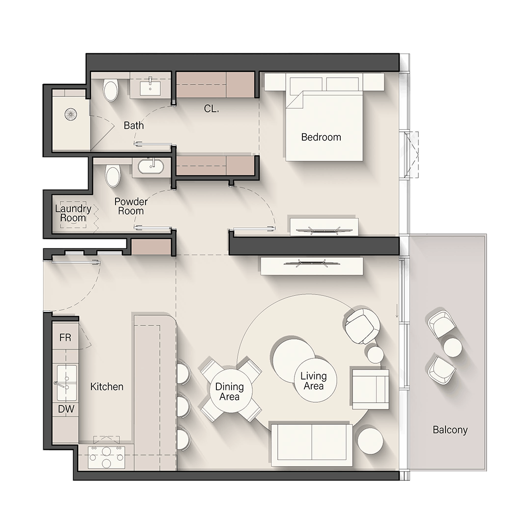 1 Bedroom Floor Plan