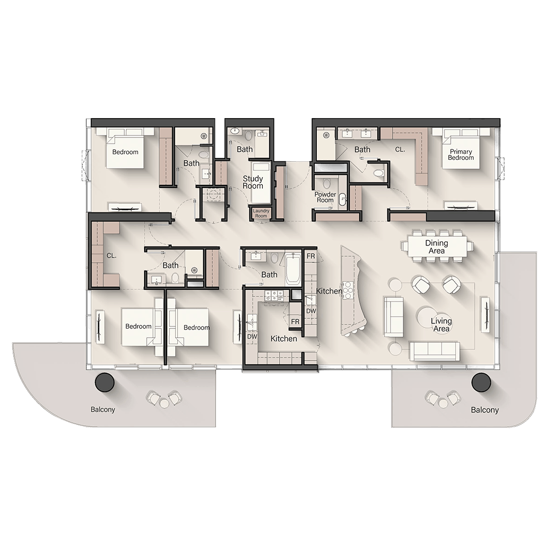 4 Bedroom Dual Aspect Floor Plan