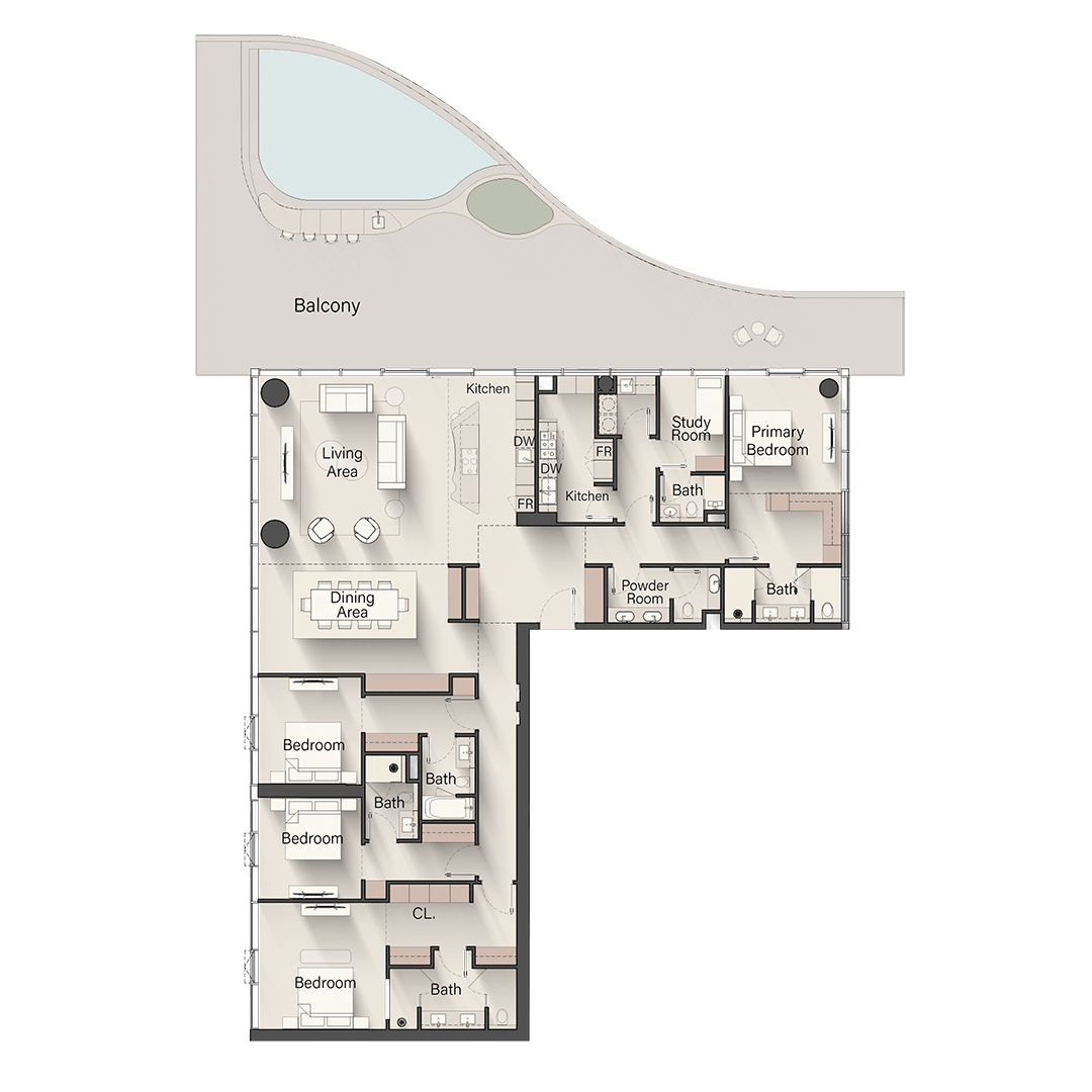 4 Bedroom Penthouse Floor Plan