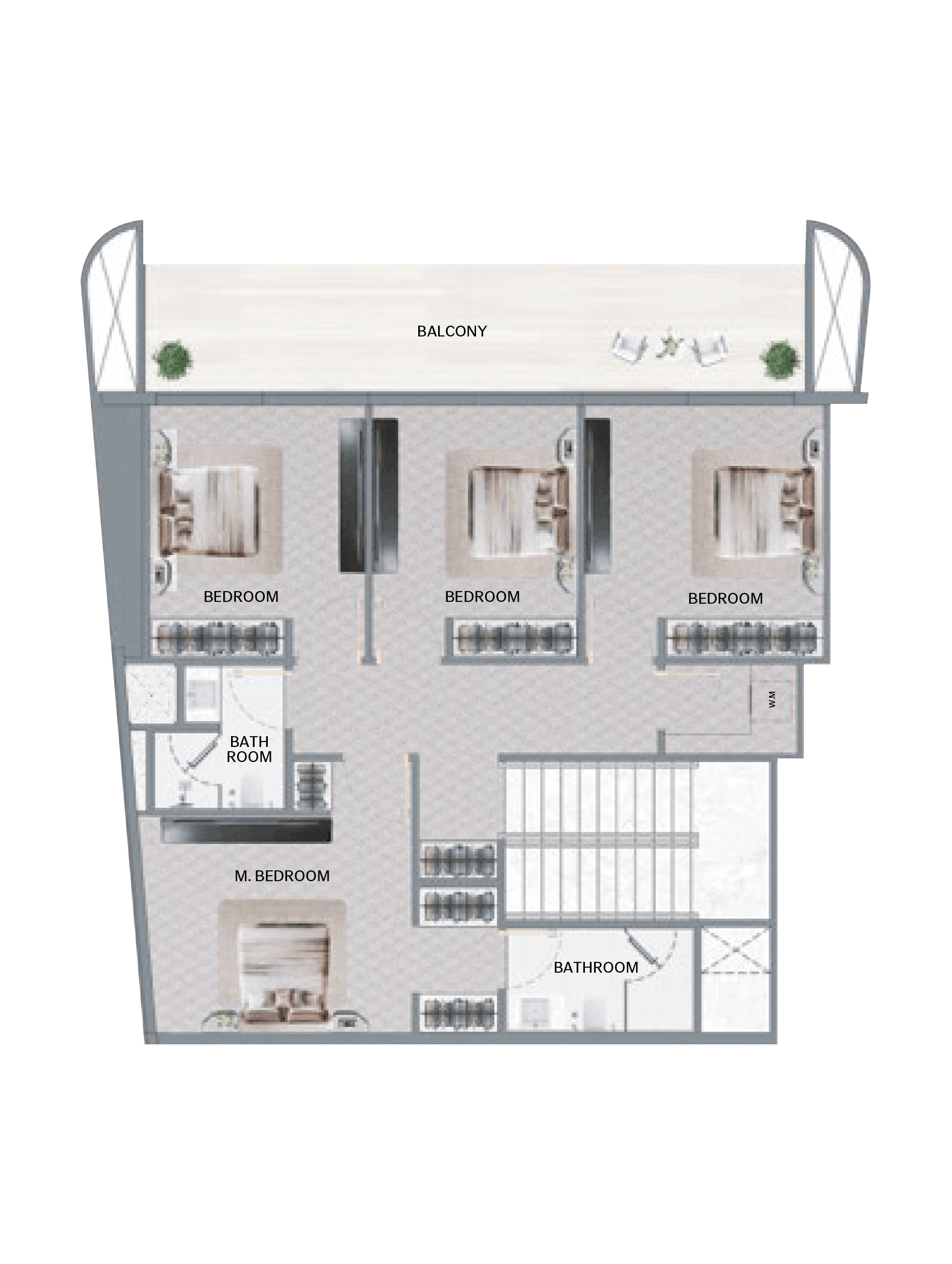 5 Bedroom Duplex Upper Floor Plan