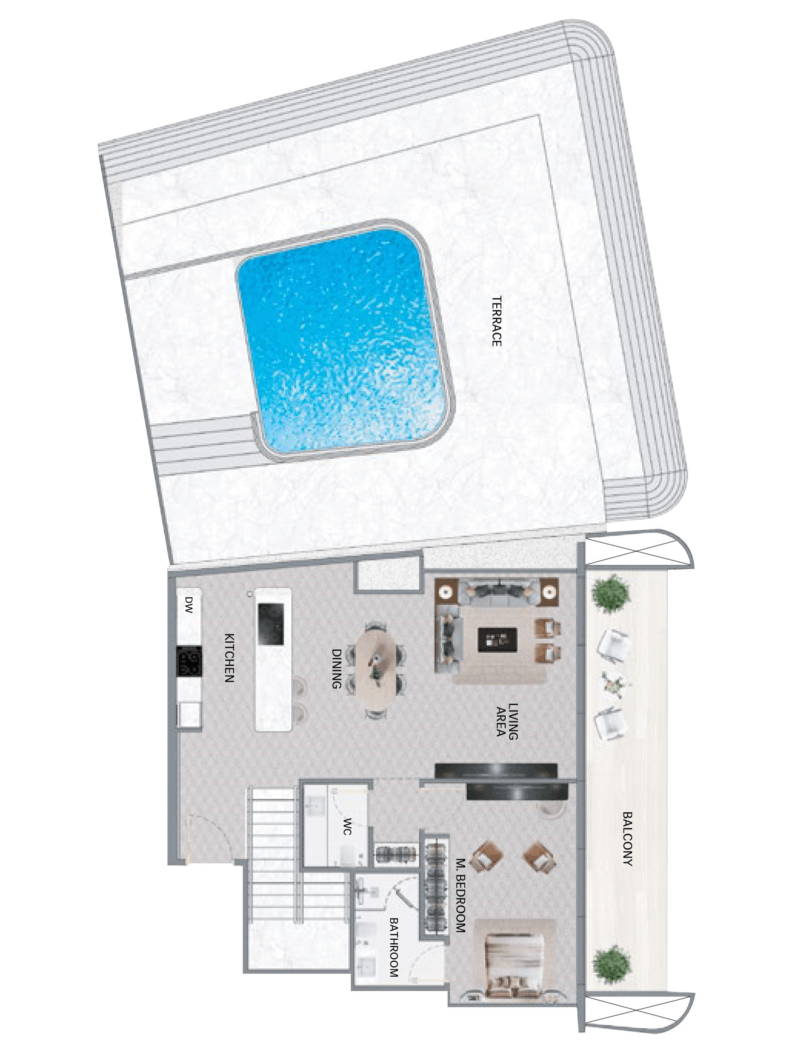 5 Bedroom Duplex Lower Floor Plan